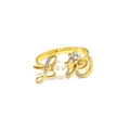 Golden LOVE napkin ring featuring a white pearl and sparkling multicolored rhinestones - Style 7-Gold LOVE Pearl with Colorful Rhinestones