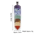Handcrafted hexagonal 7 Chakra crystal point pendant with silver metal bail, 48mm height - 12X50mm Hexagonal Pillar Pendant