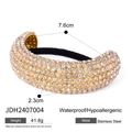 Gold stainless steel ponytail hair cuff with rhinestones, 7.6cm length, waterproof hair accessory - Gold