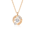 Elegant rose gold S925 silver necklace featuring a dancing heart moissanite round pendant - Moissanite White Stone Rose Gold