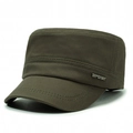 Olive green cotton cadet hat featuring a silver metal SPORT logo and classic flat top design - Adjustable / Army Green