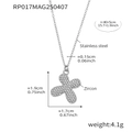 Silver stainless steel necklace with zircon initial pendant and detailed size specifications - Rp017-x Letter Steel Necklace 40+5cm