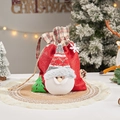 Christmas gift bag featuring 3D Santa Claus with red and green plaid drawstring top - J-22 Santa Classic Bag