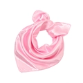 Close-up of pink satin square scarf with silky luster and smooth texture on white background - Pink