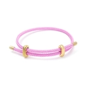 Adjustable pink woven wire bracelet with gold-plated buckle for DIY charms - 18K Gold Plated Brass / Pink