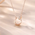 Elegant rose gold S925 sterling silver Möbius double ring necklace with fine zircons - DY712 Rose Gold (With Cable Chain)