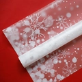 Papier cadeau de Noël translucide avec flocons blancs sur un fond rouge vif - 58*58cm / Blanc