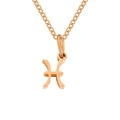 Pisces zodiac pendant necklace in polished rose gold finish with delicate chain link - Pisces-Rose Gold