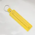 Minimalist bright yellow faux leather 8mm keychain with silver metal ring and rivets - 8mm / Yellow