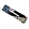 Accessoire chignon à motif de feuilles de palmier bleues et fleurs roses sur tissu noir - Feuilles Tropicales Noir