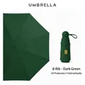 Dark green 8-rib portable mini umbrella with black sunshade coating and UPF50+ protection - Dark Green (Plain Large)