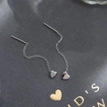 Orecchini a catena con cuore argento in acciaio al titanio oro 18K da donna - Filo a cuore / Argento