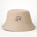 Cappello da pescatore in cotone beige con ricamo Child of God per protezione solare - Taglia unica / Cachi