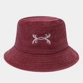Burgundy washed cotton bucket hat with embroidered antlers logo for outdoor hiking - One Size / Burgundy