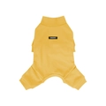 Cozy yellow dog onesie with high collar for small dogs providing thermal base layer warmth - S / Yellow