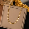 Elegante collar de acero inoxidable chapado en oro de 18k con eslabones de café - Collar de Cadena de Granos de Café