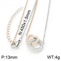Bicolor-Halskette mit silbernem Ring und roségoldenem Herz, besetzt mit Kristallen - Silber und Roségold Stil (KN118552-K)