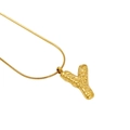18k gold plated stainless steel necklace featuring a lava-textured letter Y pendant - Letter Y