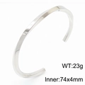 Polished silver stainless steel C-shaped twisted cuff bracelet weight 23g and 74x4mm - Silver (Large)