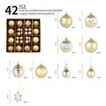 42-piece gold Christmas ball and star ornament set in various matte and glitter finishes - Gold Star Set