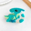 Cute green dinosaur acrylic hair claw clip with golden polka dots for girls - Cyan Egg Dinosaur