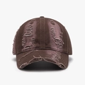 Distressed dark brown baseball cap with torn details and a curved brim for outdoors - One Size(Adjustable) / Dark Coffee