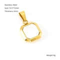 Golden square stainless steel geometric pendant with white inlay and 19.5x15mm dimensions - Golden Shell