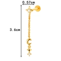 Gold titanium bow chain ear stud with zircon stars and moon crescent, 3.6cm length - Star Moon Tassel Style (0190-6#) / Gold