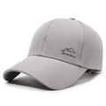 Classic light grey baseball cap with mountain embroidery and durable textured fabric - Adjustable / Light Gray