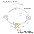 Bracciale a cuore in acciaio inossidabile bicolore con ciondoli oro argento e misure - Bracciale a Cuore in Acciaio Bicolore (TXE267)