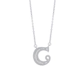 Silver letter G pendant necklace with cubic zirconia paving in a minimalist elegant style - Letter C