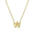 Detailed close-up of a 925 sterling silver golden letter W pendant necklace - Letter W / Gold