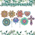 DIY 5D diamond painting sun catcher kit with acrylic pendants and colorful crystal beads - DZ-41 Mandala/Tree Mix