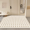 Brown diamond pattern entrance mat on beige non-slip PVC material for home hallway - 80x120cm / West Bank Old Residence - Pineapple Pattern - Horizontal Layout