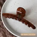 Pince à cheveux crabe en acétate écaille de tortue avec lettrage français 13cm - Marron
