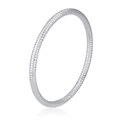 Detail of silver stainless steel bangle with diamond-cut texture and embossed pattern - Diamond Cut Style (4号) / 18K Gold / Steel