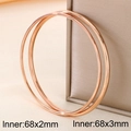 Polished rose gold stainless steel round bangles in 2mm and 3mm stacked minimalist style - Inner Diameter 68mm (KB191120-GC)