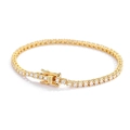 Minimalist S925 sterling silver 2mm tennis bracelet with sparkling moissanite stones - 16cm / 2mm Moissanite 4-Prong Bracelet (Yellow Gold)
