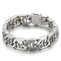 Polished silver punk titanium steel bracelet with hollow cross pattern and folding clasp - Hollow Pattern Style (KB47102-D)