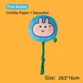 Pink rabbit squeaky pet toy with durable cotton rope and crinkle paper internal - Pink Rabbit