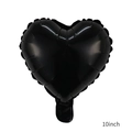 Glossy 10-inch black heart-shaped foil balloon with metallic reflective finish - 10 Inch Heart Black
