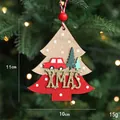 Christmas tree shaped wooden ornament with golden XMAS glitter text and red hanging bead - Red Tree Style