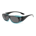Fit-over wrap sunglasses in black and translucent teal blue with dark grey lenses - Black Blue Frame Grey Lens Polarized C13