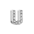 Sparkling silver rhinestone letter U slider bead charm for DIY 10mm jewelry bands - Letter U / 10mm Full Drill Letter / Silver