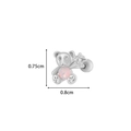 Pendiente de oso plateado con gema rosa y detalles de circonita blanca fina - Estilo Oso Rosa (4# Plateado)
