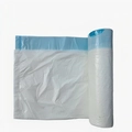 Rouleau de sacs poubelle blancs épais avec cordon de serrage bleu pour la cuisine - Épaissi / 1 Rouleau (15 Unités) / Blanc avec cordon bleu
