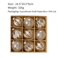 Set di 9 palline di Natale trasparenti con glitter dorati e motivi geometrici in scatola kraft - Oro Champagne Chiaro