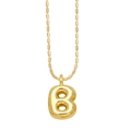 3D bubble letter B pendant necklace in gold-plated stainless steel on a white background - Letter B