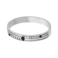 Bracciale geometrico in acciaio inossidabile placcato oro 18k con turchese e zirconi - Bracciale Aperto Ondulato Color Acciaio con Turchese Nero (Z075)