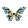 Spilla a farfalla colorata con strass di cristallo scintillanti su sfondo bianco - Farfalla Colorata-6
